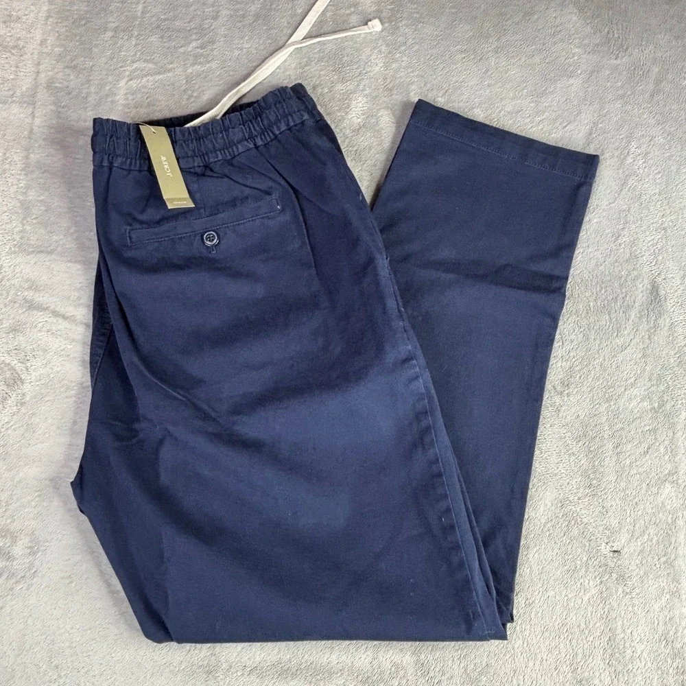 J.Crew Dock Pant Mens Large Navy Blue New NWT Cotton Blend Stretch AV223